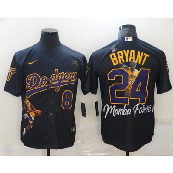 Men KOBE BRYANT LAKERS Los Angeles Dodgers Mamba Forever Black MLB Jersey->customized nba jersey->Custom Jersey